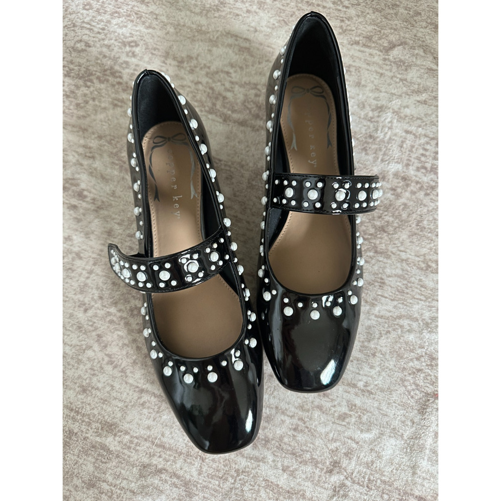 Studded Pearl Patent Mary Jane Pumps 6.5 Poetcore Coquette
